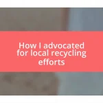 How I advocated for local recycling efforts