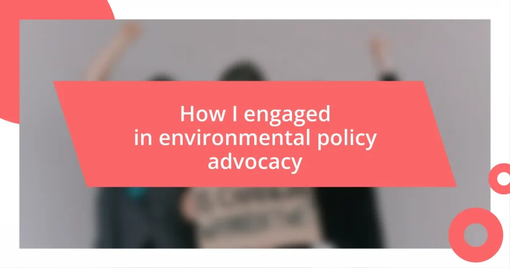 How I engaged in environmental policy advocacy