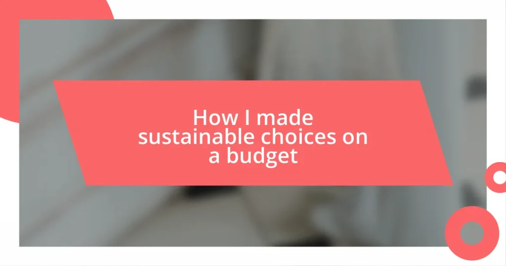 How I made sustainable choices on a budget