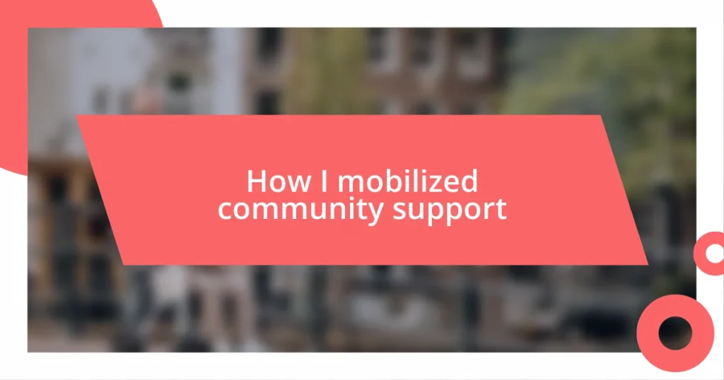 How I mobilized community support