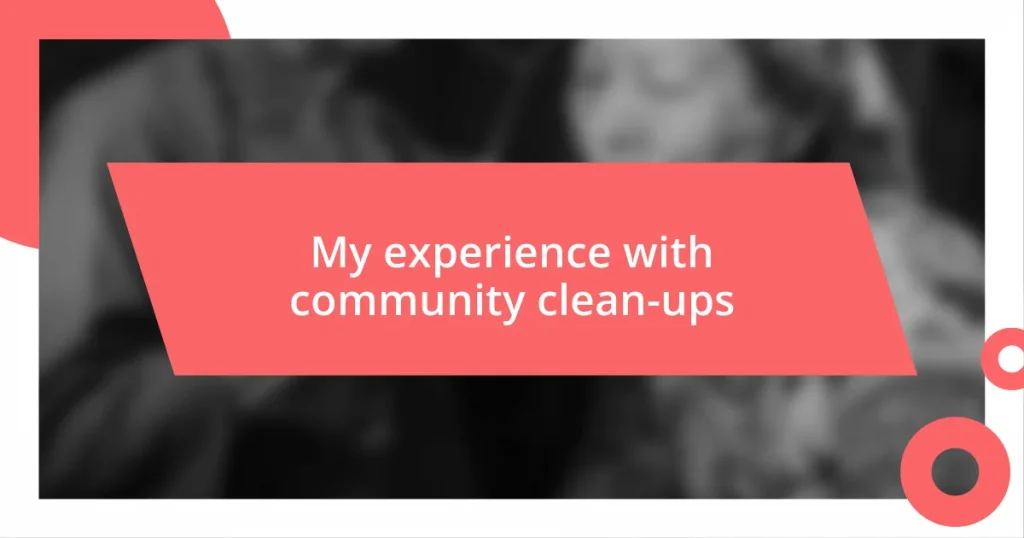 My experience with community clean-ups