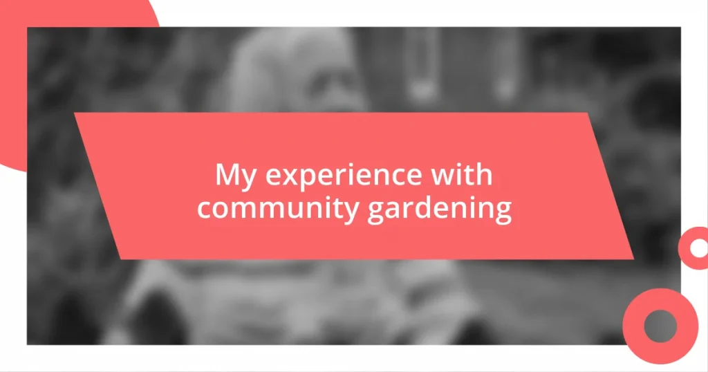 My experience with community gardening