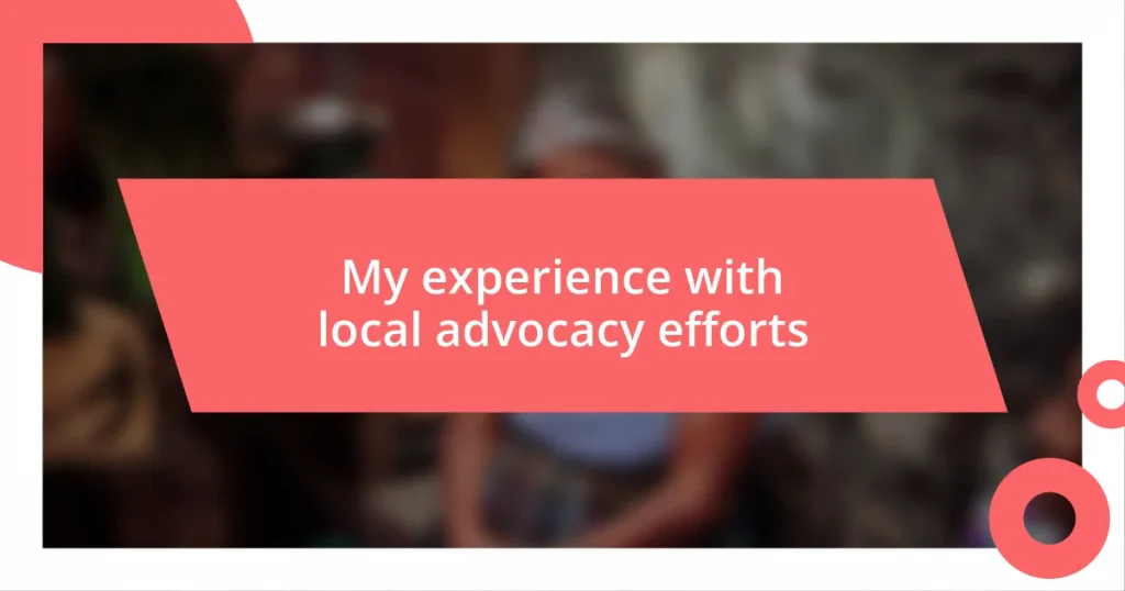 My experience with local advocacy efforts