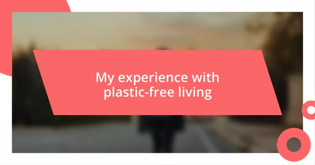 My experience with plastic-free living