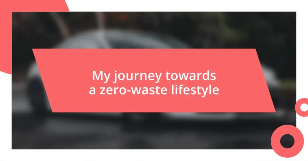 My journey towards a zero-waste lifestyle