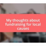 My thoughts about fundraising for local causes