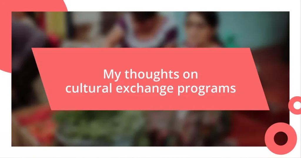 My thoughts on cultural exchange programs