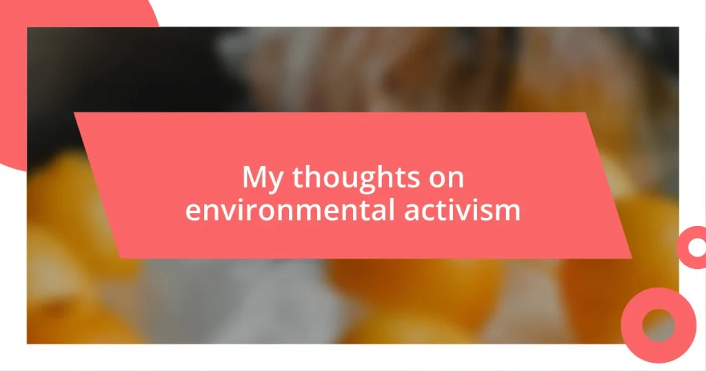 My thoughts on environmental activism