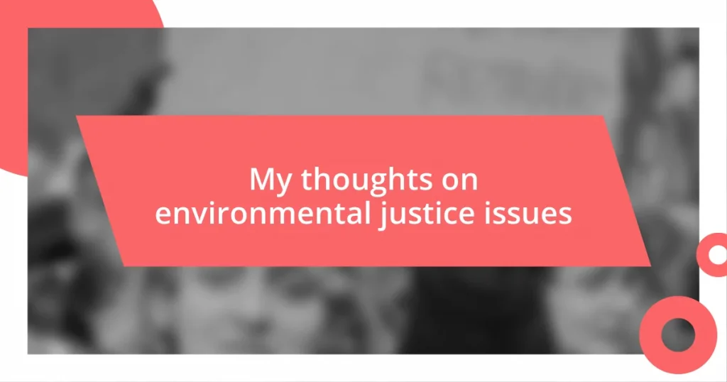 My thoughts on environmental justice issues