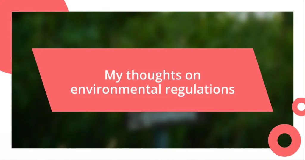 My thoughts on environmental regulations