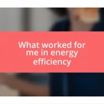 What worked for me in energy efficiency